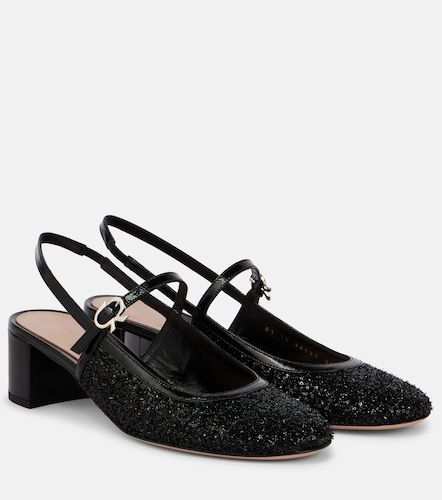 Leather-trimmed slingback pumps - Gianvito Rossi - Modalova
