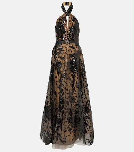 Embroidered tulle maxi dress - Elie Saab - Modalova