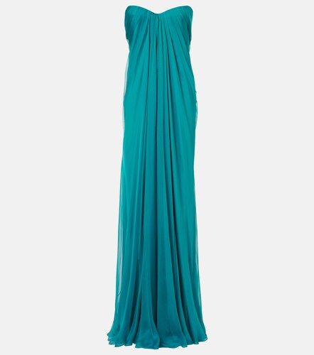 Vestido de fiesta bustier de seda drapeado - McQueen - Modalova