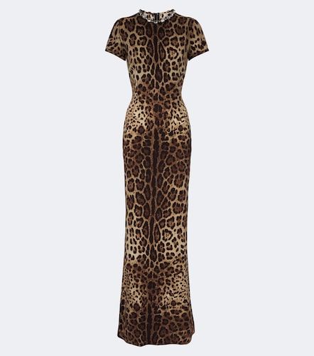 Embellished leopard-print silk-blend gown - Dolce&Gabbana - Modalova