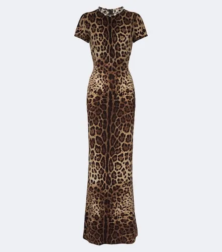 Embellished leopard-print silk-blend gown - Dolce&Gabbana - Modalova