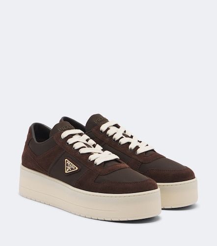 Downtown Bold suede-trimmed platform sneakers - Prada - Modalova