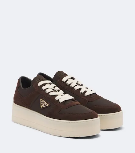 Downtown Bold suede-trimmed platform sneakers - Prada - Modalova