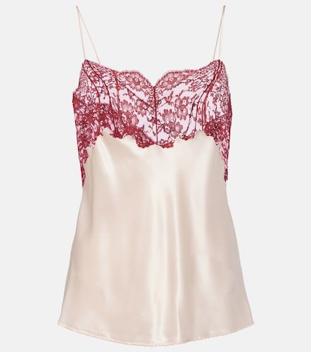 Top aus Seidensatin mit Spitze - Saint Laurent - Modalova