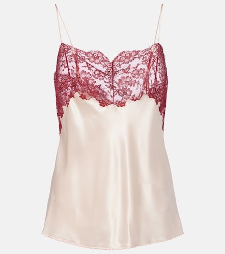 Top in raso di seta con pizzo - Saint Laurent - Modalova