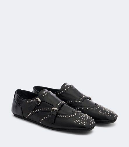 Studded leather monk strap shoes - Fendi - Modalova