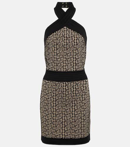 Monogram halter-neck minidress - Balmain - Modalova