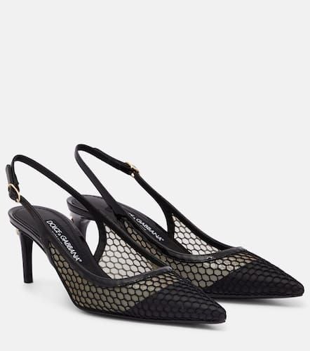 Mesh-trimmed leather slingback pumps - Dolce&Gabbana - Modalova