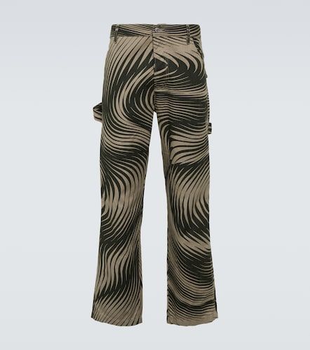 Pantaloni in cotone e lino a gamba larga - Dries Van Noten - Modalova