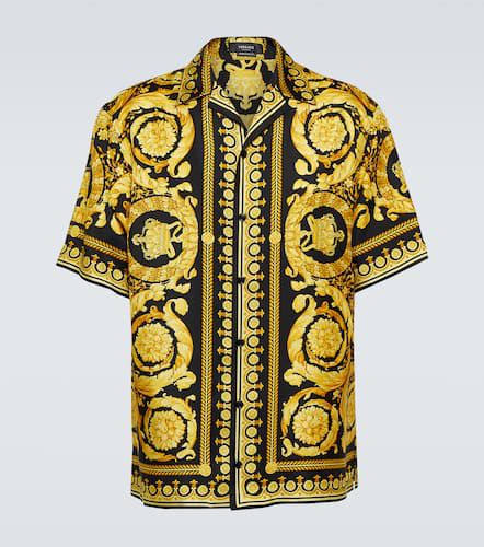Camicia in seta con stampa Barocco - Versace - Modalova