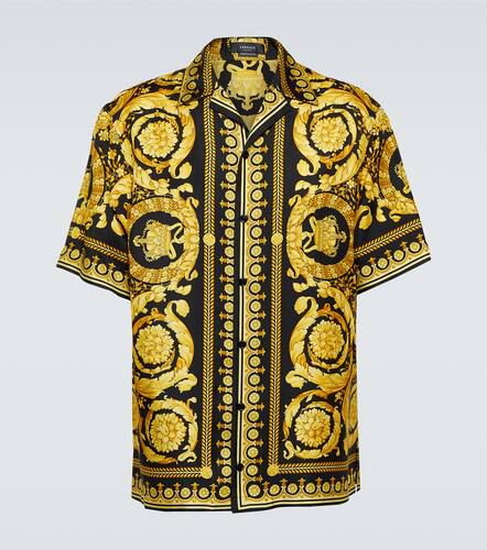 Camicia in seta con stampa Barocco - Versace - Modalova