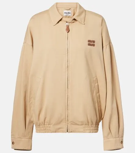 Miu Miu Chaqueta de denim con logo - Miu Miu - Modalova