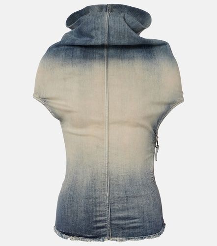 Top de denim en mezcla de algodón drapeado - Rick Owens - Modalova