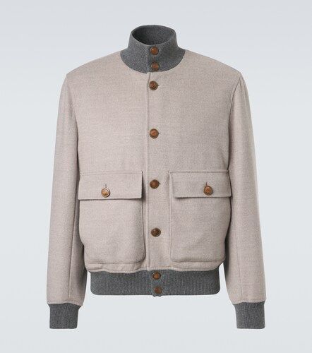 Cashmere-trimmed wool bomber jacket - Brunello Cucinelli - Modalova