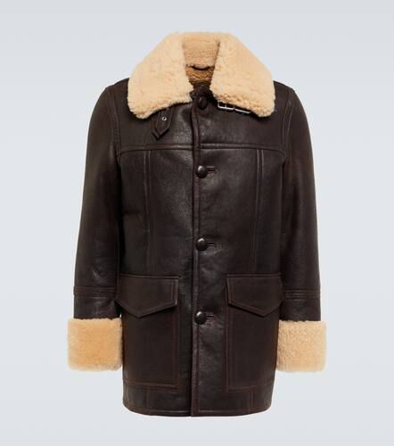 Giacca in pelle con shearling - Ami Paris - Modalova