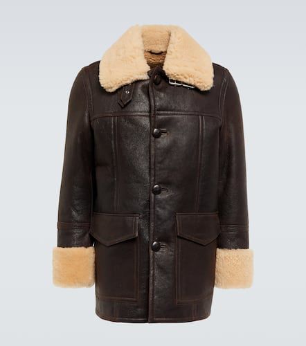 Shearling-trimmed leather jacket - Ami Paris - Modalova