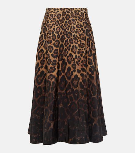 Leopard-print silk midi skirt - Valentino - Modalova
