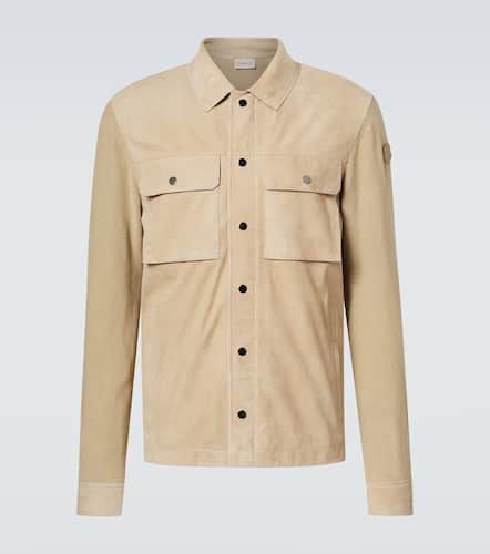 Leather-trimmed wool cardigan - Moncler - Modalova