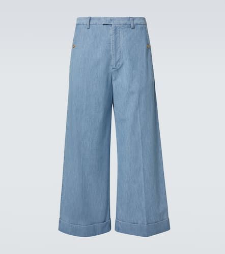 Cropped wide-leg denim pants - Valentino - Modalova