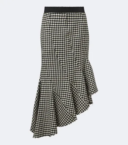 Ruffled houndstooth virgin wool midi skirt - The Attico - Modalova