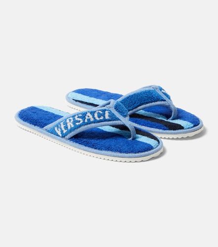 Ciabatte in spugna di cotone a righe - Versace Home - Modalova