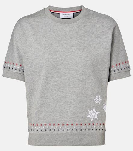 Embroidered cotton jersey T-shirt - Thom Browne - Modalova