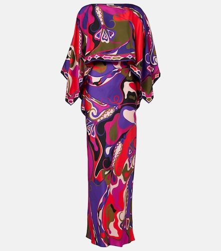 Abito lungo e mantella Orchidee in twill di seta - Pucci - Modalova