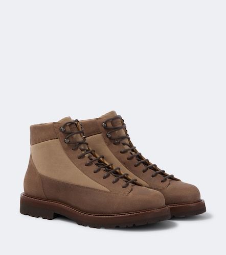 Stivali stringati con suede - Brunello Cucinelli - Modalova
