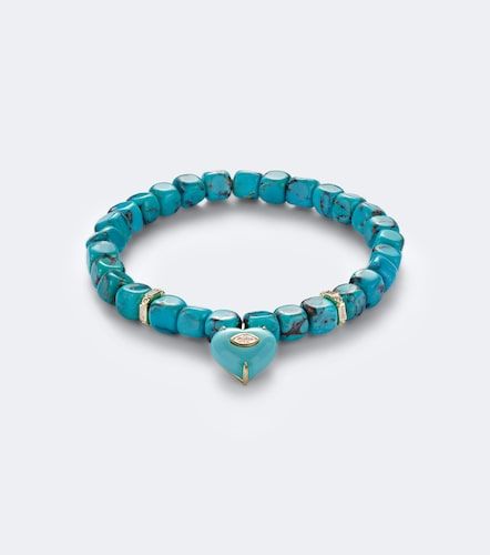 Bracciale in oro 14kt con perline, tuquoise e diamanti - Sydney Evan - Modalova