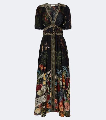 Vestido largo de satén de seda estampado - Camilla - Modalova