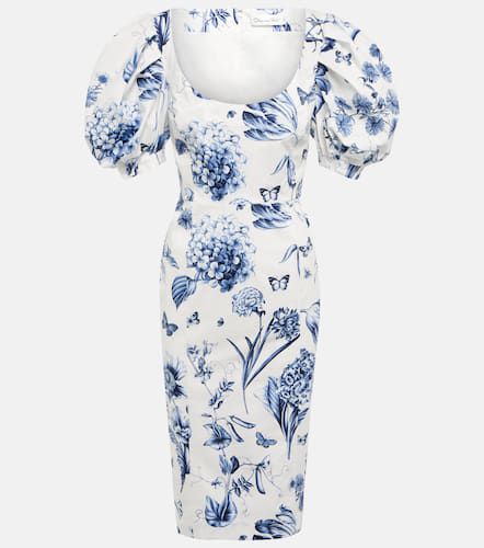 Floral cotton-blend midi dress - Oscar de la Renta - Modalova