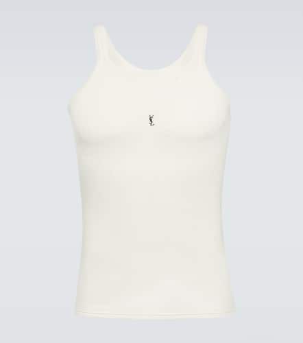 Logo cotton jersey tank top - Saint Laurent - Modalova