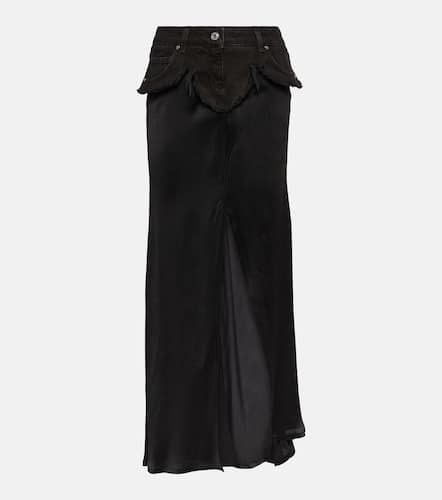 Denim-trimmed satin maxi skirt - Blumarine - Modalova