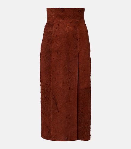 High-rise suede midi skirt - Alexander McQueen - Modalova