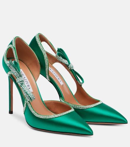 Soave Crystal 105 bow-detail satin pumps - Aquazzura - Modalova