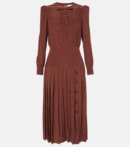 Abito midi in seta con stampa leopardata - Alessandra Rich - Modalova