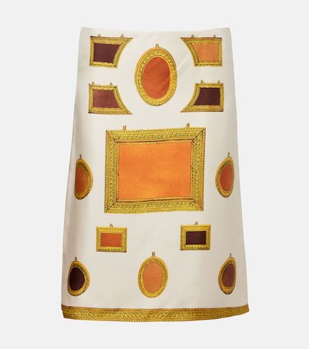 Falda tubo de sarga de seda estampada - Versace - Modalova