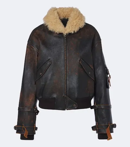Lianne shearling-trimmed leather jacket - Ralph Lauren Collection - Modalova