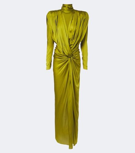 Vestido largo de satén de seda drapeado - Balmain - Modalova