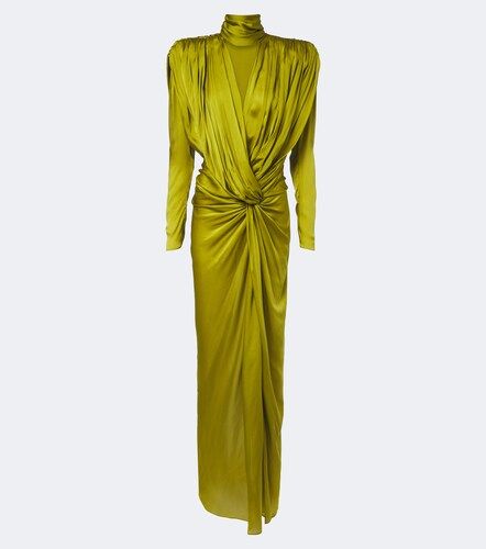 Vestido largo de satén de seda drapeado - Balmain - Modalova