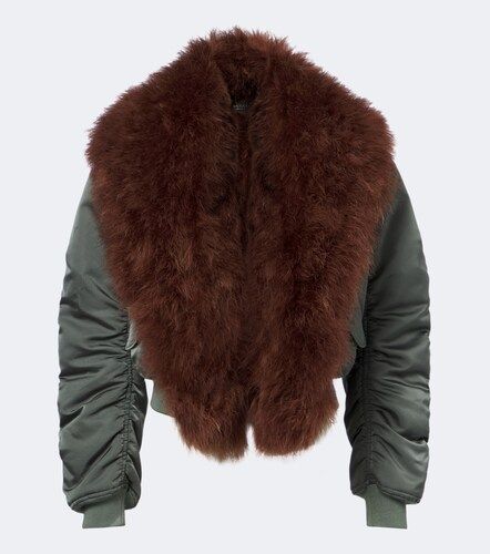 Feather-trimmed silk duchesse bomber jacket - Gucci - Modalova