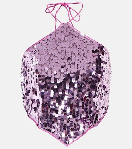 Oseree Sequined halterneck crop top - Oseree - Modalova