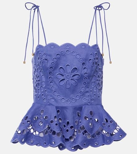 Pop embroidered peplum linen top - Zimmermann - Modalova