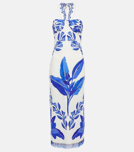 Printed halterneck linen maxi dress - Farm Rio - Modalova