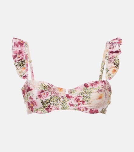 Kiwi ruffled floral bikini top - Agua by Agua Bendita - Modalova