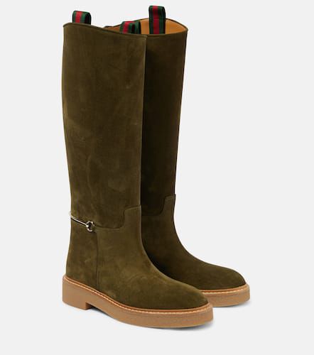 Horsebit suede knee-high boots - Gucci - Modalova