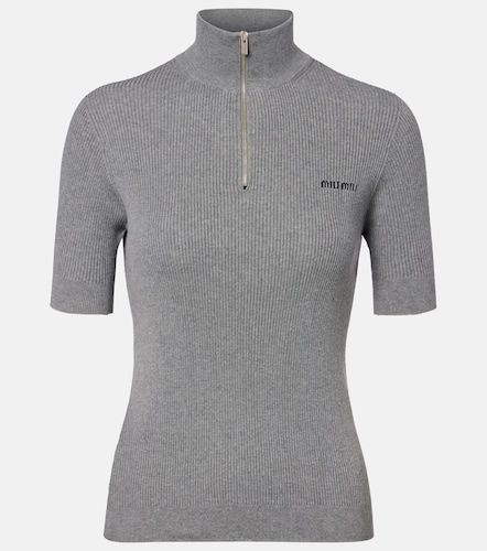 Miu Miu Pullover in cotone con zip - Miu Miu - Modalova