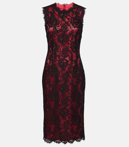 Abito midi in pizzo di misto cotone - Dolce&Gabbana - Modalova