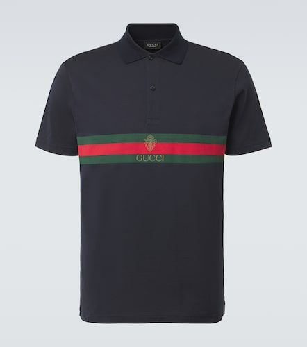 Polo de jersey de algodón con Web - Gucci - Modalova