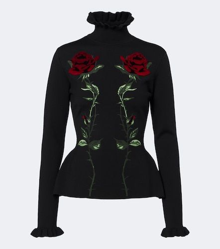 Embroidered ruffled virgin wool sweater - Blumarine - Modalova